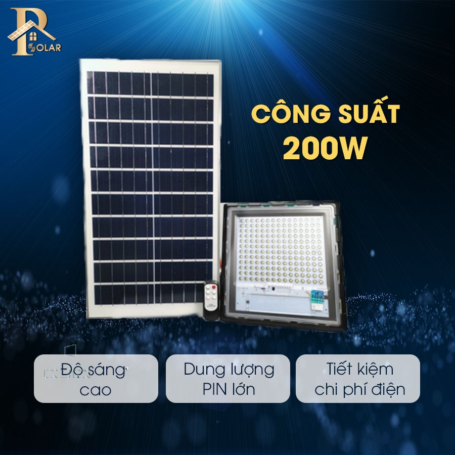 Đèn năng lượng mặt trời 200W JD 7200, nhập khẩu chính hãng, siêu tiết kiệm