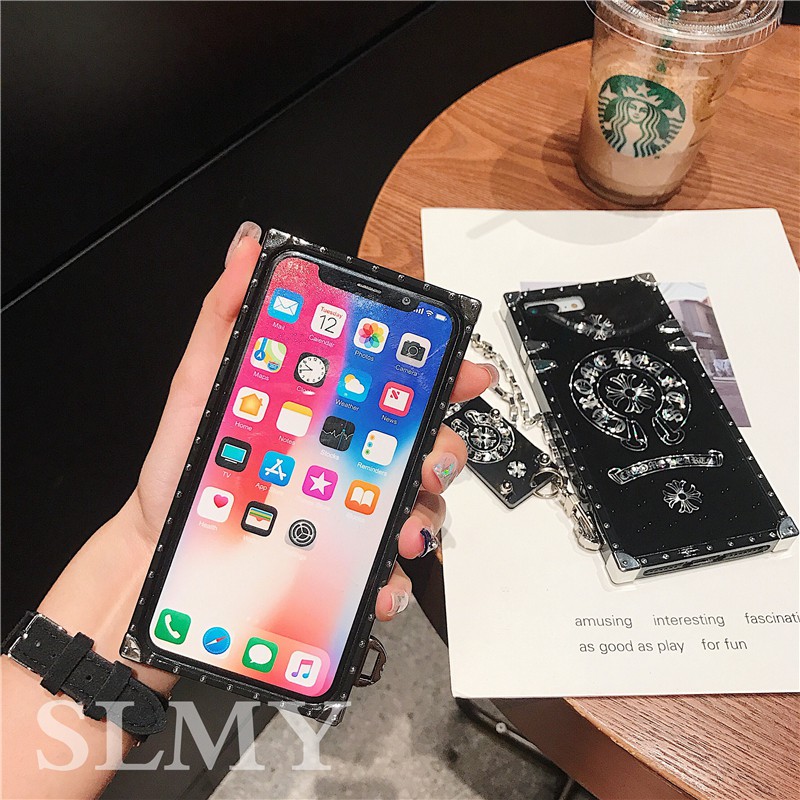 Ốp Điện Thoại Hình Vuông Màu Đen Sang Trọng Cho iphone 15 14 pro max 11 12 13 pro max 8 7 6s 6plus xr xs
