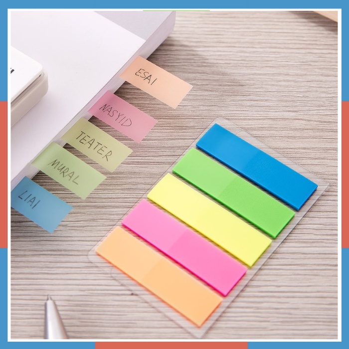 Giấy phân trang 5 màu nhựa Double A nhọn đầu hình mũi tên Film nhựa