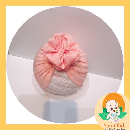 Mũ turban băng đô cotton cho bé gái sơ sinh, băng đô turban vải hình nơ, hoa cài tóc SAMI KIDS