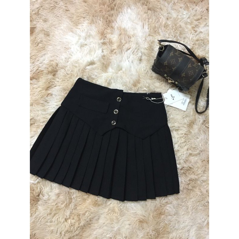 [Freeship]Chân Váy Xòe Chân Váy Xếp Ly Phối Cúc Kim Loại Có Cạp Cách Điệu Form Đẹp Độc Lạ🔝🔝🔝 | BigBuy360 - bigbuy360.vn