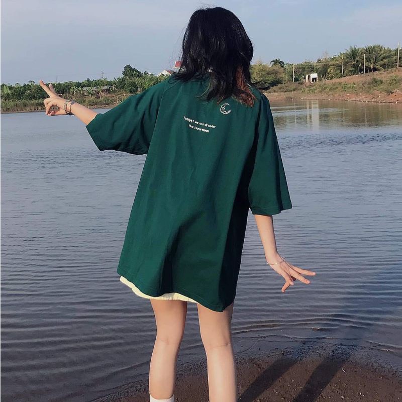 Áo Thun Xanh Rêu Sadluv Áo Thun Tay Lỡ Form Rộng Unisex 38-65kg Nam Nữ Phong Cách Ullzang