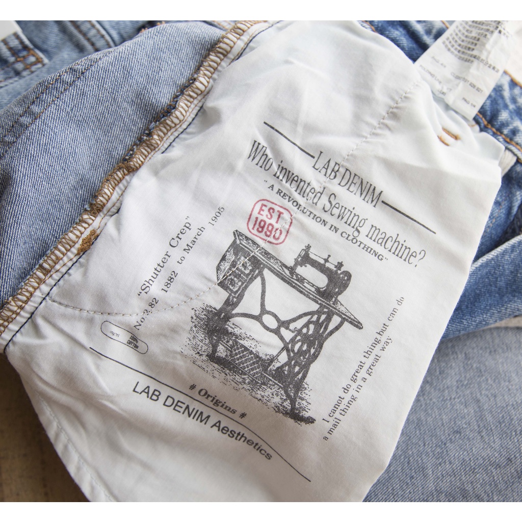 Quần Jean nam vải Denim co giãn nhẹ form Slimfit | quần nam jean xanh bạc  - LAB903