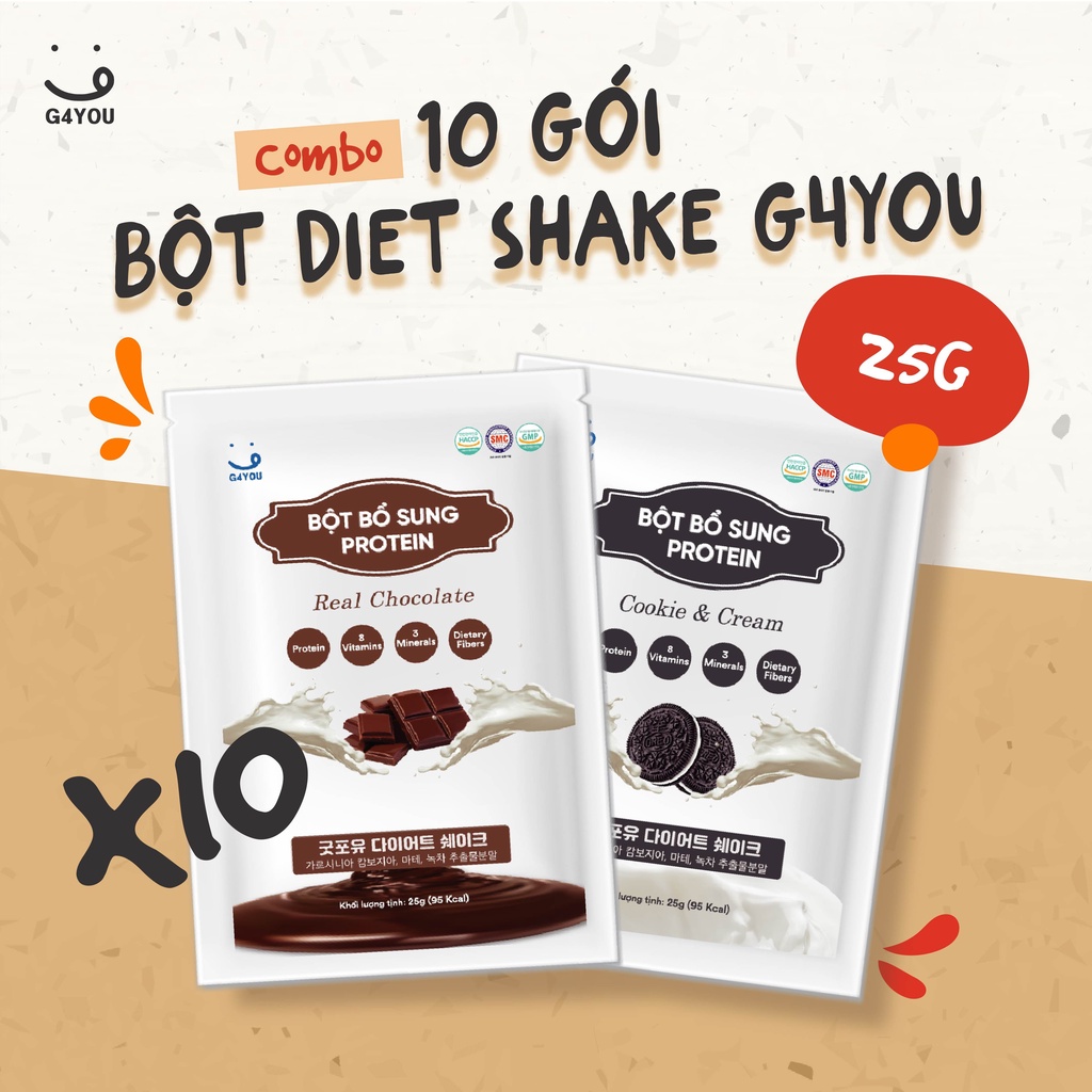 Combo 10 Gói Bột Diet Shake G4You Bổ Sung Năng Lượng 25G