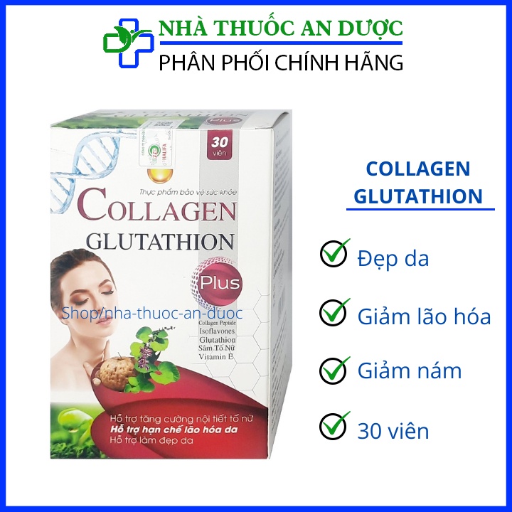 Viên uống đẹp da Collagen Glutathion Plus giúp tăng cường nội tiết tố, hết nám, sạm da, đẹp da – Hộp 30 viên