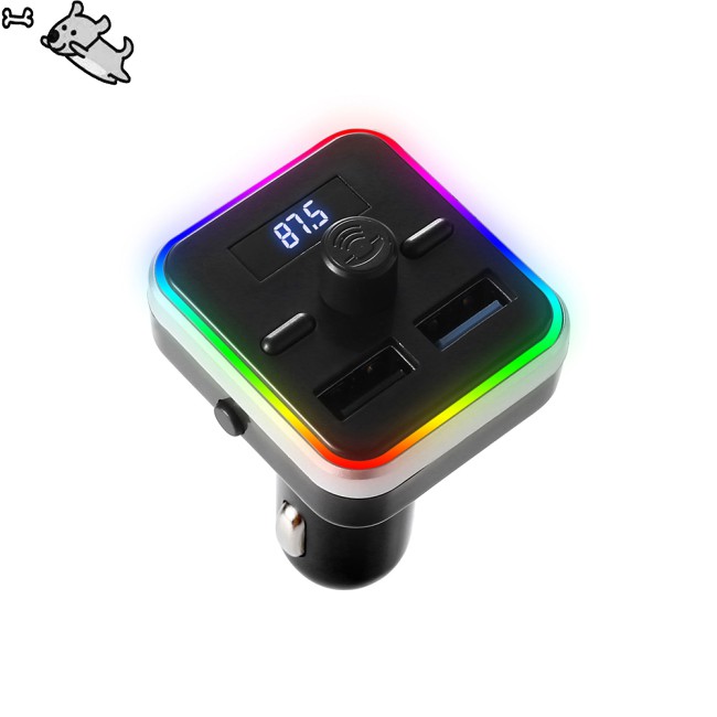 COD Bluetooth 5.0 FM Transmitter Hands-free Car Mp3 Player Fm Modulator Dual Usb Charger RGB Lights