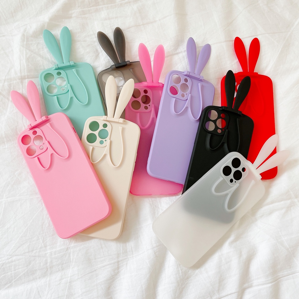 Ốp Điện Thoại Silicon Trong Suốt Gọn Nhẹ Chống Sốc Nhiều Màu Hình Tai Thỏ Dễ Thương Cho Iphone 12 / 11 / Xs / X / 8 / 7
