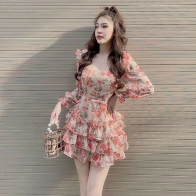 Váy voan hoa siêu xinh,váy có mút ngực và quần trong.