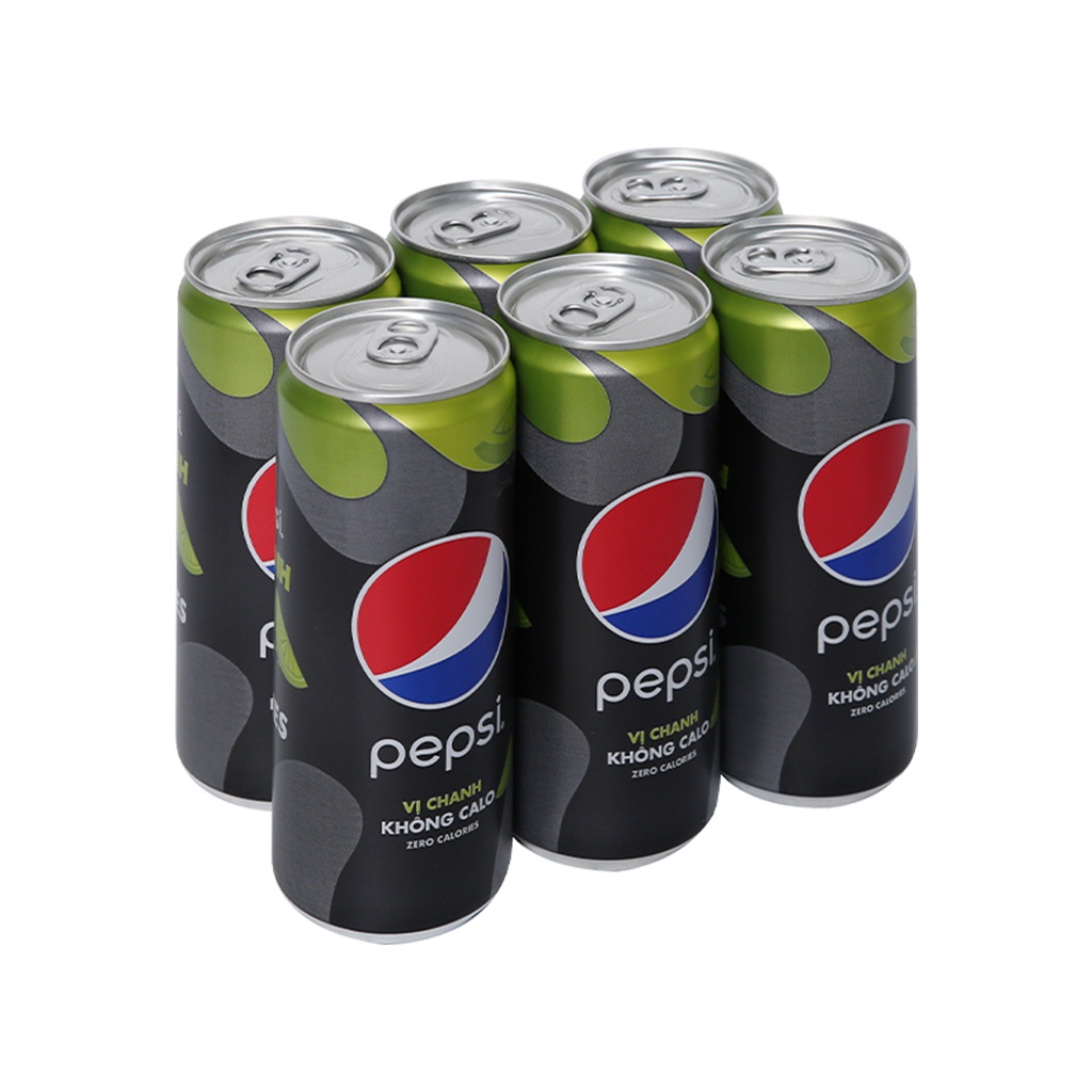 Lốc 6 Lon Pepsi Vị Chanh Không Calo Lon 330ml