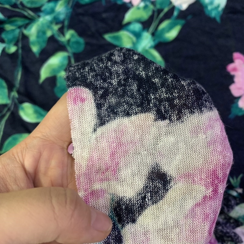 1m Vải Thun Linen Nền Xanh Đen Hoa Nhí Khổ 1m6 Hàng Công Ty