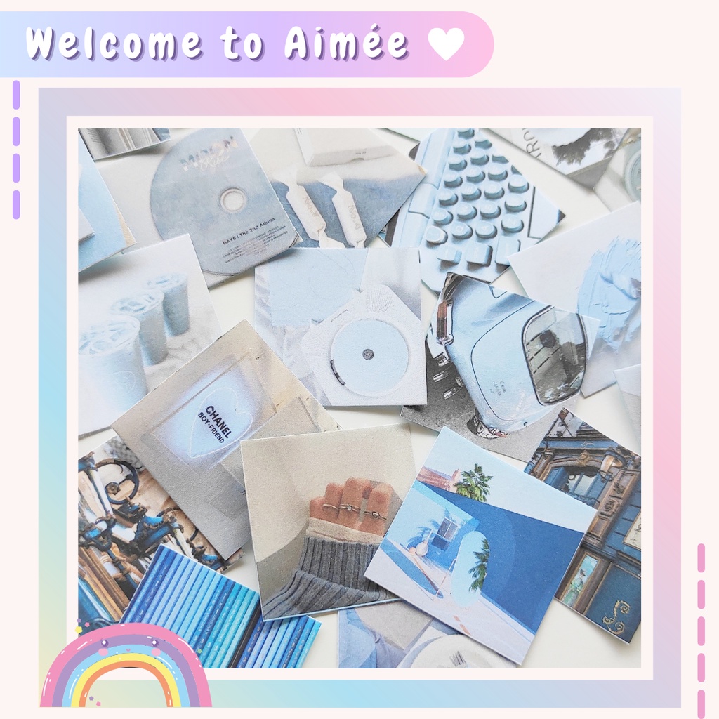 Sticker Blue Pastel Photo Trang Trí Bulletjournal Set 24 Miếng | AIMÉE