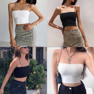 Áo 2 dây sợi bún, áo thun dáng croptop thun gân đẹp 100% cotton, dáng ôm vải mịn co giãn