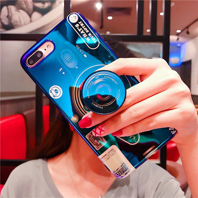 Samsung Note 8 9 S7 Edge S8 S9 S10 Plus Lite J3 J5 J7 Pro 2017 J330 J530 J730 Pink Blue Camera Fashion Holder Soft Cases