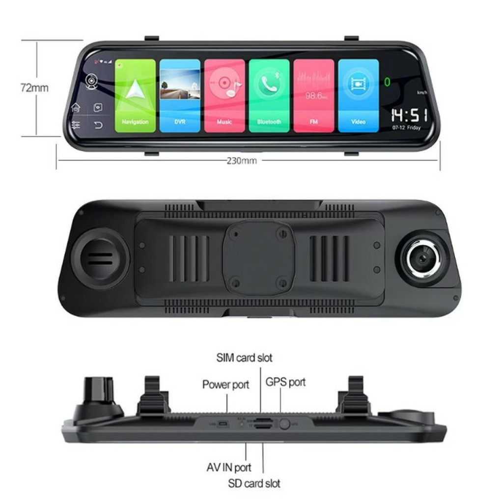 Camera Hành Trình MMX M10 Plus Ống Kính Kép Kết Nối Wifi ,Camera Gương Kèm Thẻ Nhớ 32GB, cam hành trình gương BH 12T