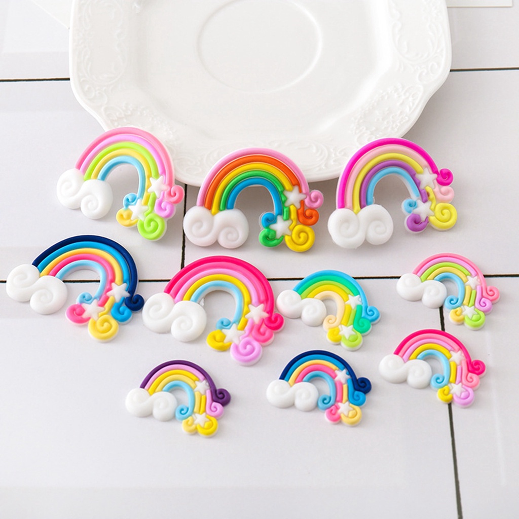 Bộ 10 Miếng Dán Pvc Hình Cầu Vồng Hoạt Hình Trang Trí Sổ Tay / Đồ Thủ Công Diy