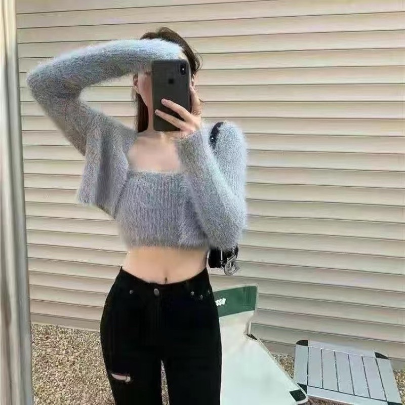 Set áo 2s kèm cadigan lông