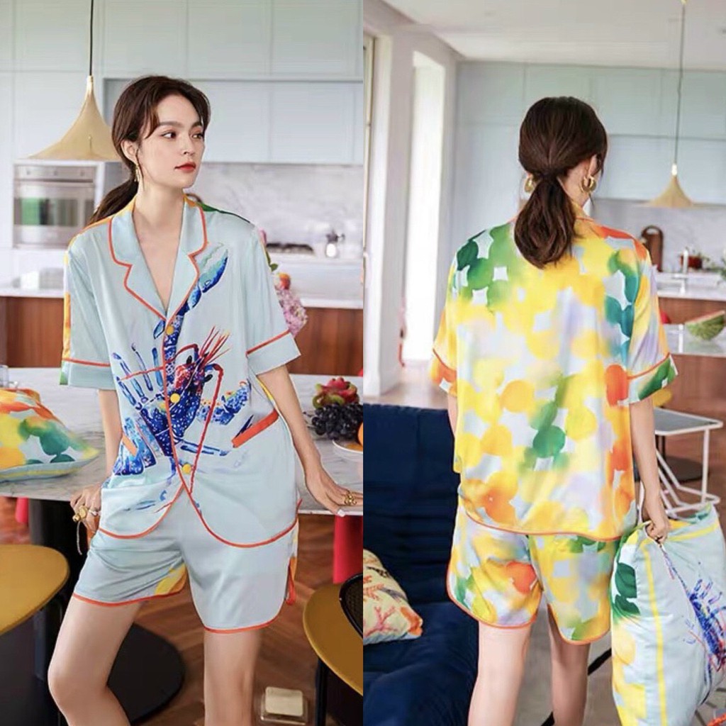 [Hàng Sẵn chuyên Sỉ] B153 Bộ ngủ pijama lụa QCCC, màu cực lạ ( trước màu khác - sau màu khác ), vải siêu đẹp.