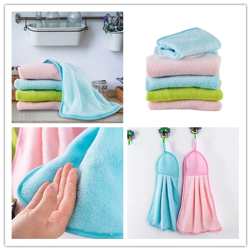 Khăn Lau Tay Treo Tường Bằng Lông Cừu San Hô Dành Cho Nhà Bếp Phòng Tắm