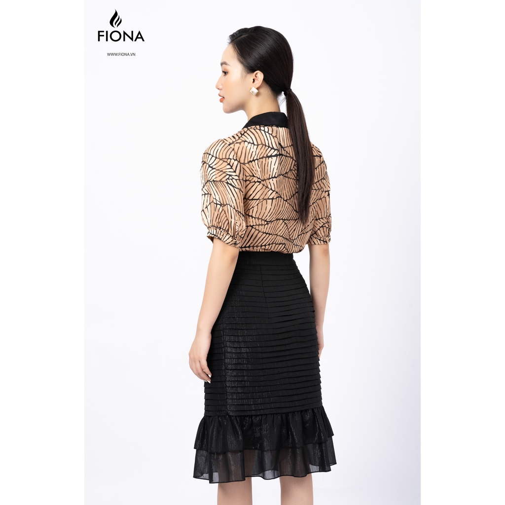 Áo sơ mi Fiona cổ đức, Sơ mi nữ thiết kế phối lụa đen thanh lịch F551022