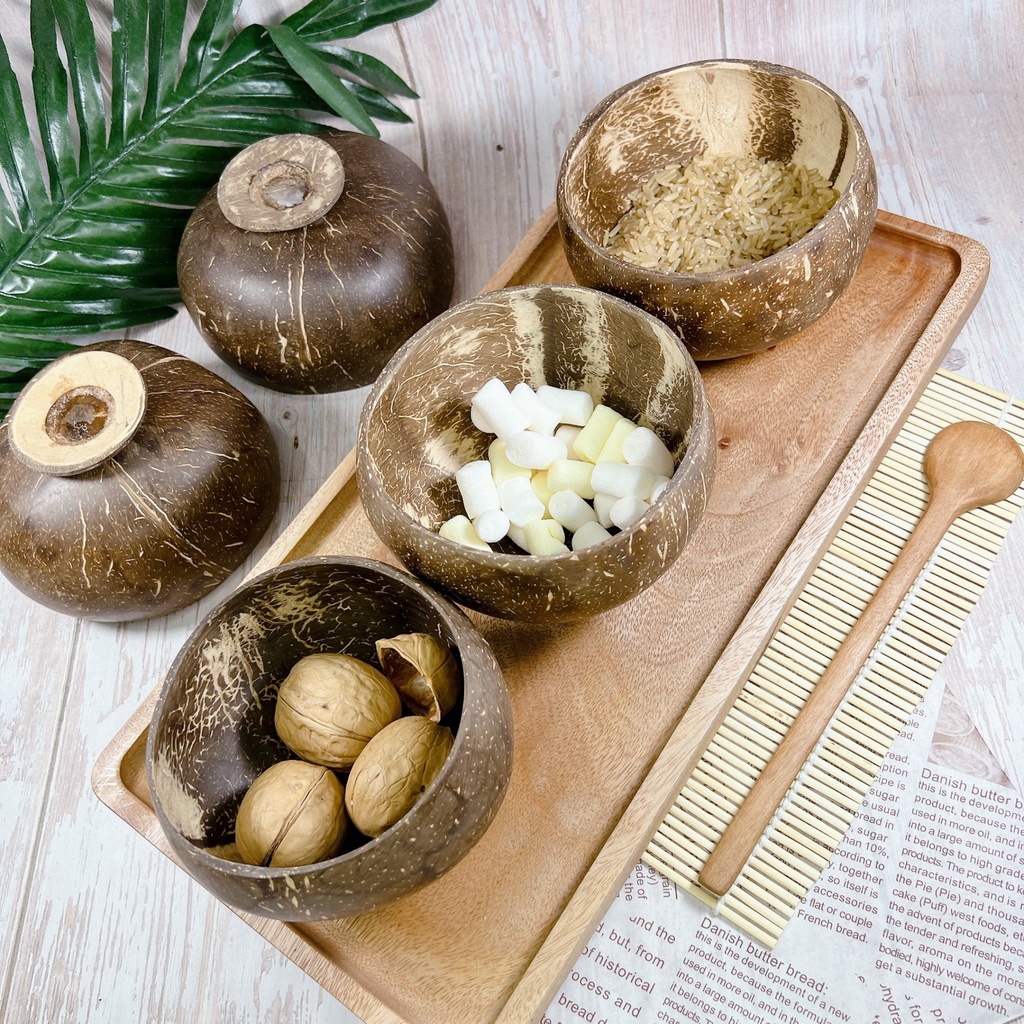 Bát Chén Gáo Dừa cao cấp dùng ăn Salad, hoa quả dầm