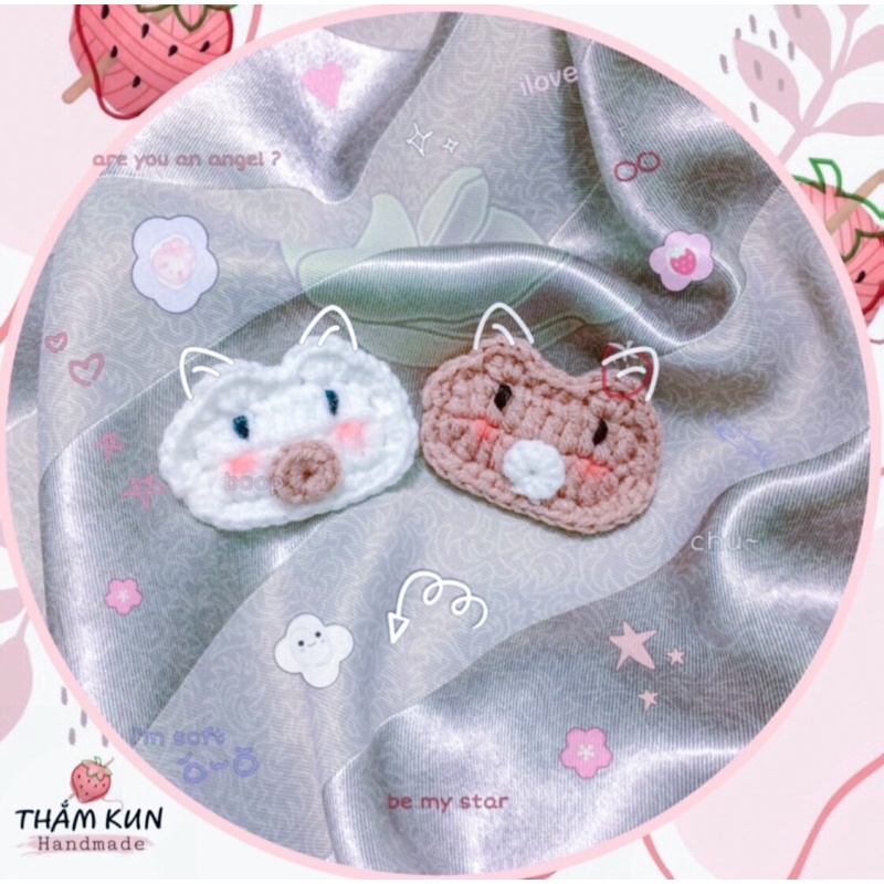 Kẹp tóc Gấu đan len handmade