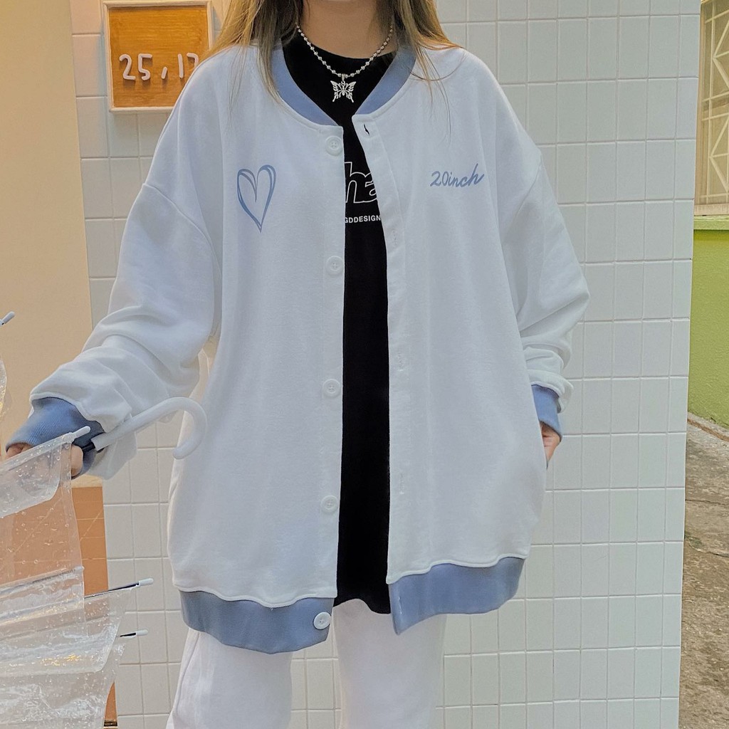 Áo Khoác bomber Nỉ Bông Cardigan WHATISLOVE 20inch Unisex Zoozoo.Ulzzang