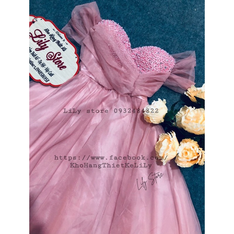 MS1452V  ĐẦM CUP BÍ SOẮN HOA ĐÍNH ĐÁ kết tay (ảnh và video thật 10000%)