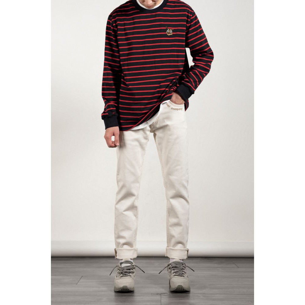 OWL BRAND® Striped Long-sleeve Tee - Áo Thun Sọc Tay Dài Màu Đỏ - OWL310121 | BigBuy360 - bigbuy360.vn