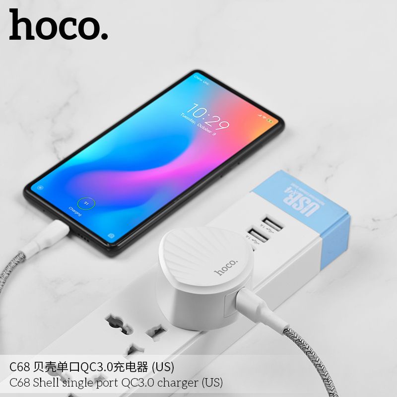 Cốc sạc nhanh Hoco C68 hỗ trợ QC 3.0 / QC 2.0 (2 màu tuỳ chọn)
