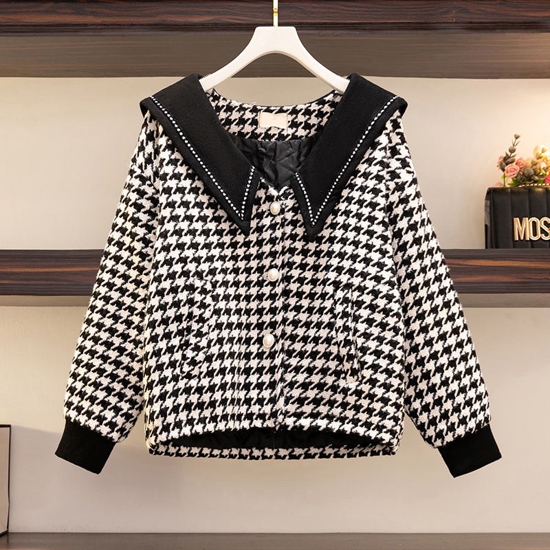 Áo Khoác Dạ Cổ Vest Kẻ ZicZac Ô Đen Trắng
