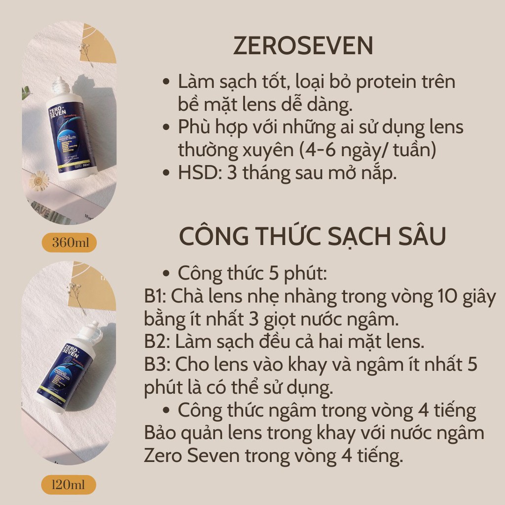 Nước NGÂM kính áp tròng Zero Seven 120ml &amp; 360ml