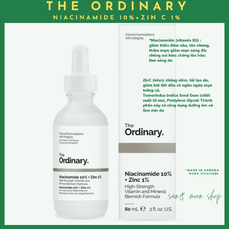 [Có bill] Serum Niacinamide 10%+ZinC 1% The Ordinary cho da dầu mụn