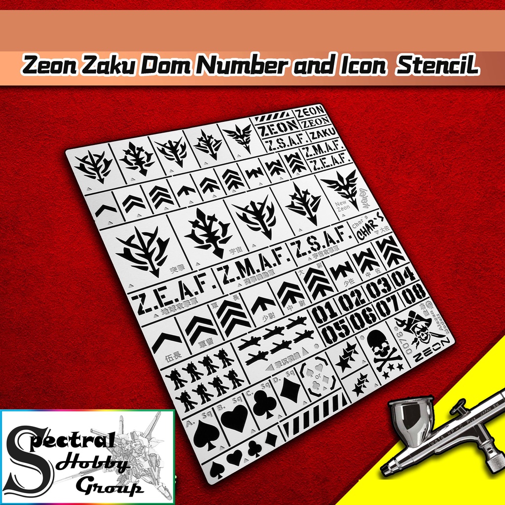 Dụng cụ ALEXEN AJ0076 Metal masking logo số chữ Zeon Zaku Dom Record Number Logo