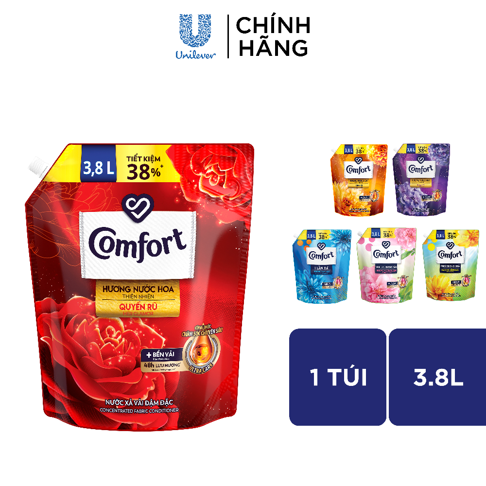 Nước xả làm mềm vải Comfort Chăm sóc Chuyên sâu túi 3.8L