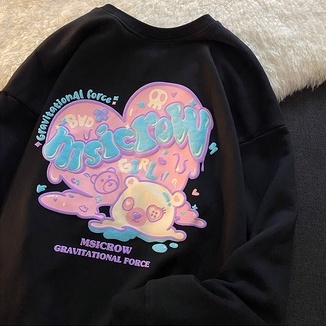 Áo thun ZHELIHANGFEI tay dài form rộng họa tiết in dễ phối đồ