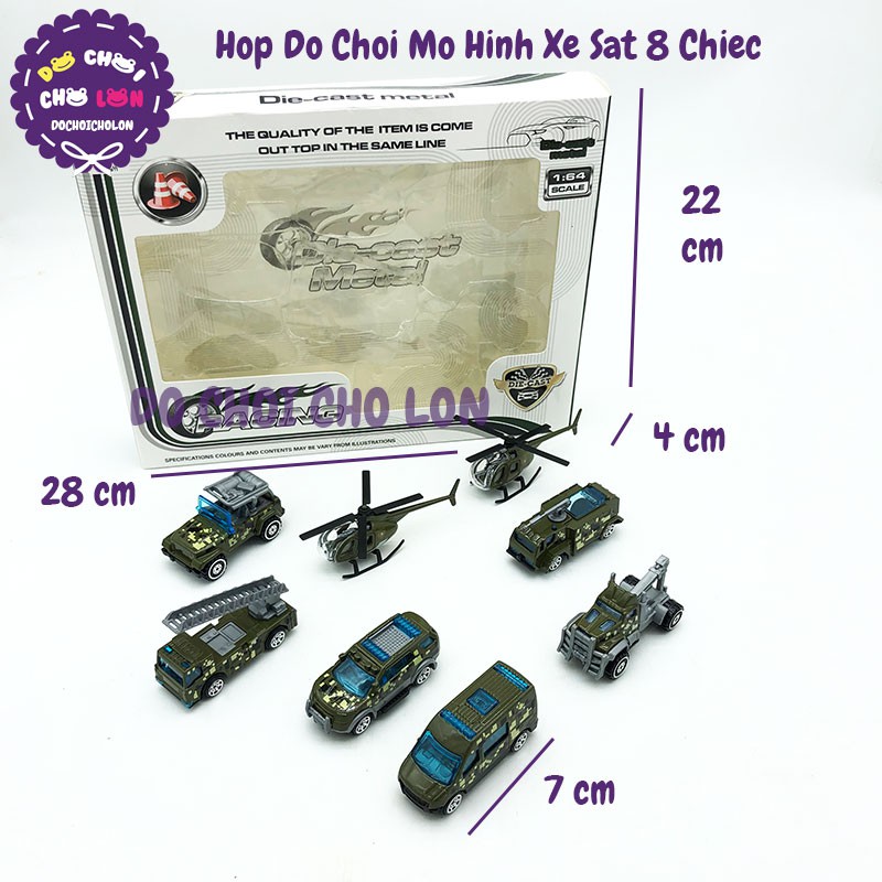 Hộp 8 xe máy bay quân sự đồ chơi mô hình bằng sắt 1:64 G0388F