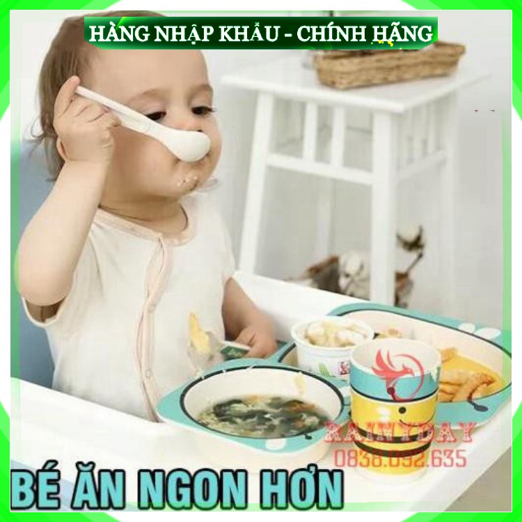 [Hàng Chuẩn Loại 1] Bộ bát, chén, khay, muỗng ăn dặm cho bé kiểu nhật kèm thìa dĩa hình thú an toàn cho bé