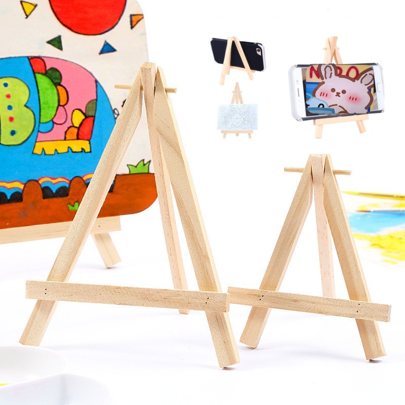 Giá đỡ tranh vẽ ba chân mini bằng gỗ dễ thương trang trí bàn làm việc tùy chọn kích thước