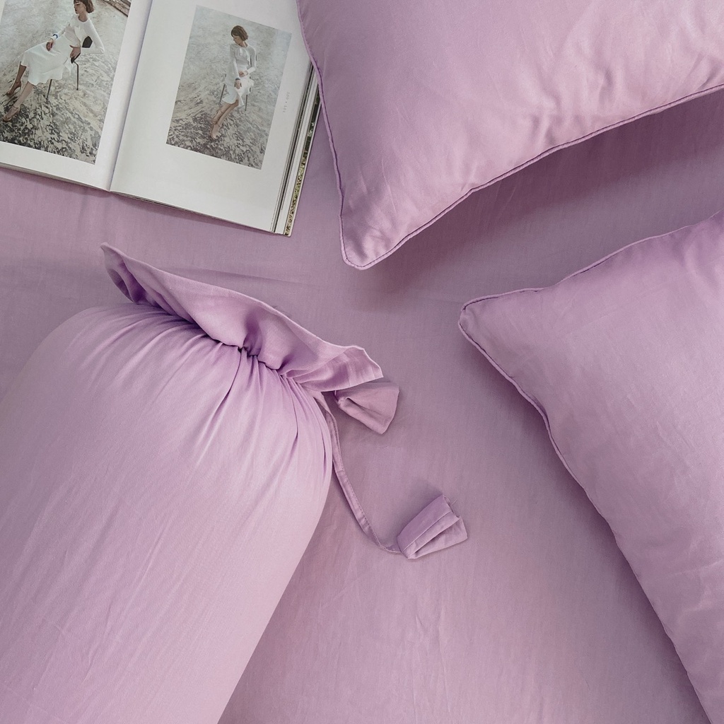 Ga gối cotton Hàn 100% màu trơn set bộ 4 món kích thước 45x65cm/50x70cm thương hiệu Homecoming
