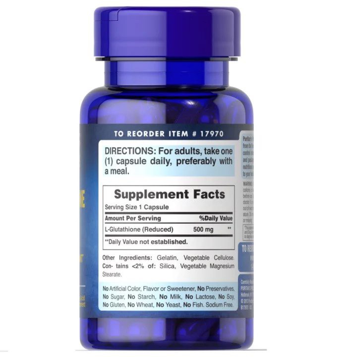 Viên Hỗ Trợ Làm Trắng Da, Giảm Nám, Thải Độc L- Glutathione (Reduced) 500mg Puritan's Pride - 30viên | BigBuy360 - bigbuy360.vn