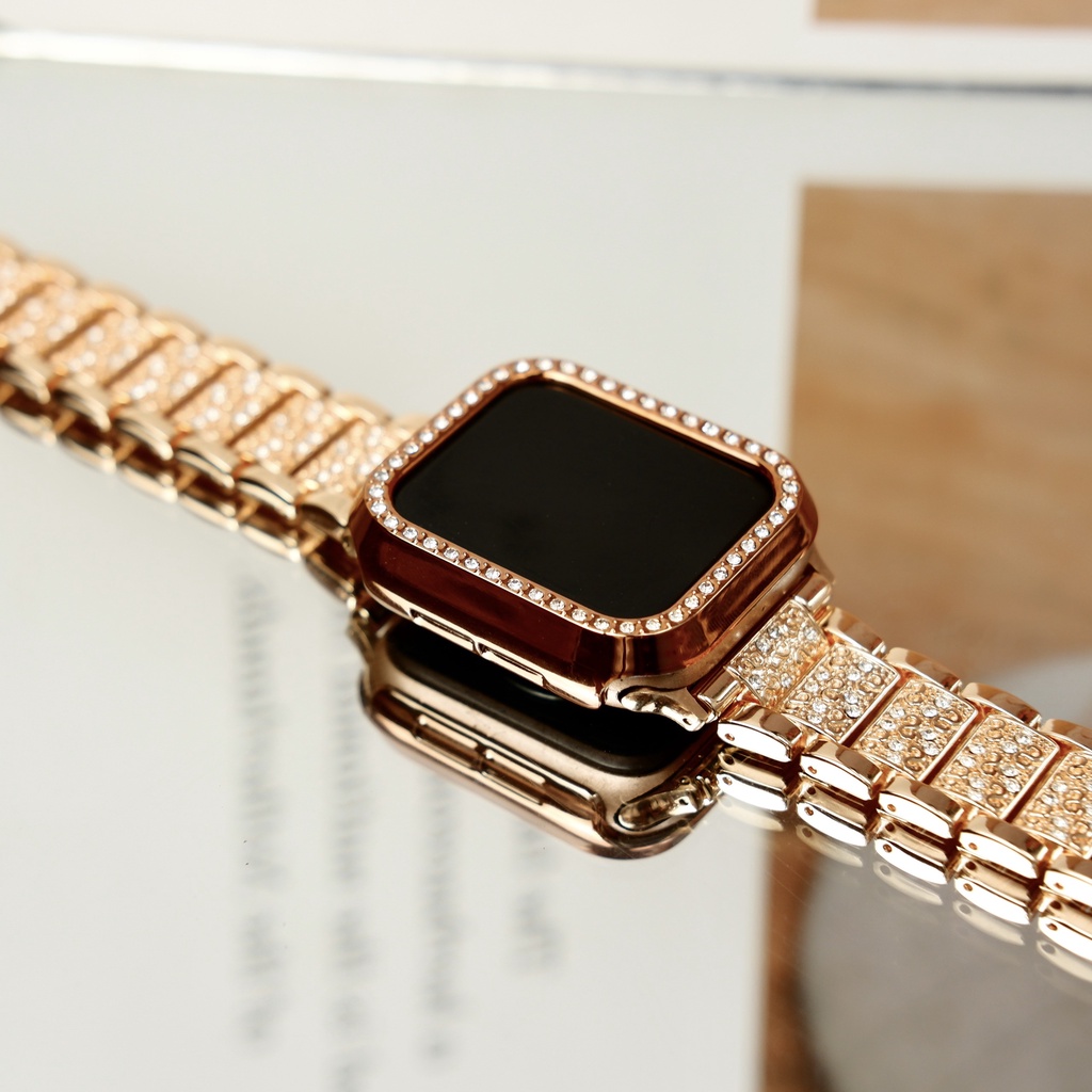 Combo dây thép ốp đính đá siêu sang cho Apple Watch đủ size 38/40mm 42/44mm