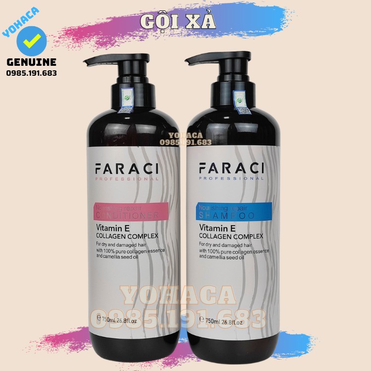 Dầu Gội Dầu Xả Faraci Vitamin E Collagen Complex Dưỡng Tóc 750ml