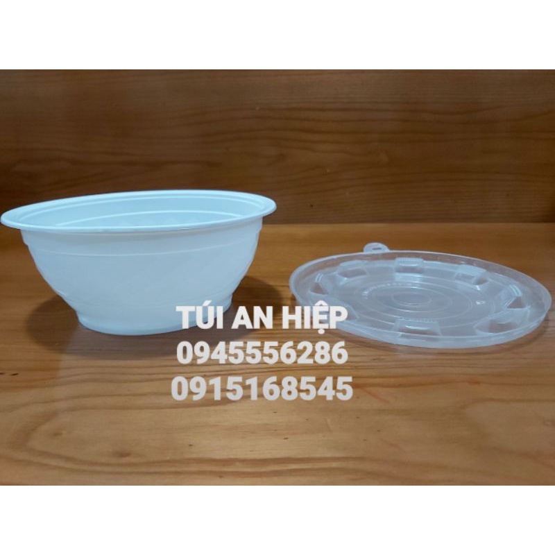 Bát nhựa có nắp, dung tích 1000ml (50 cái) | Disposable bowl 1000ml, with lids (50pcs/set)