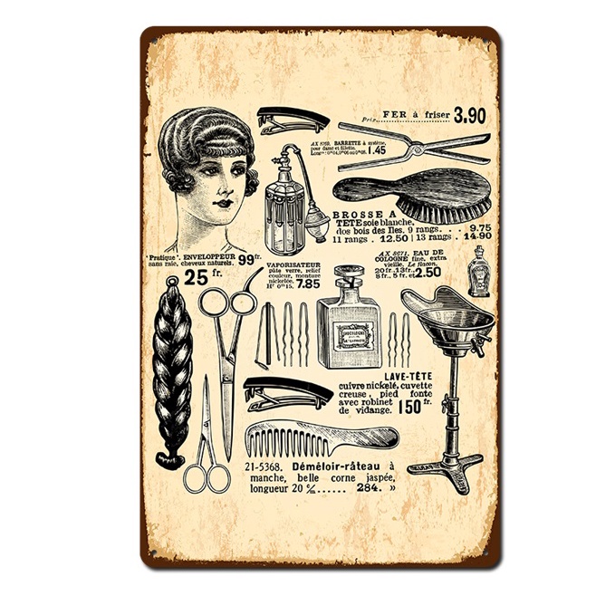 (20x30cm, HƠN 20 MẪU) Tranh thiếc trang trí barber shop, decor salon tiệm tóc nam phong cách mạnh mẽ