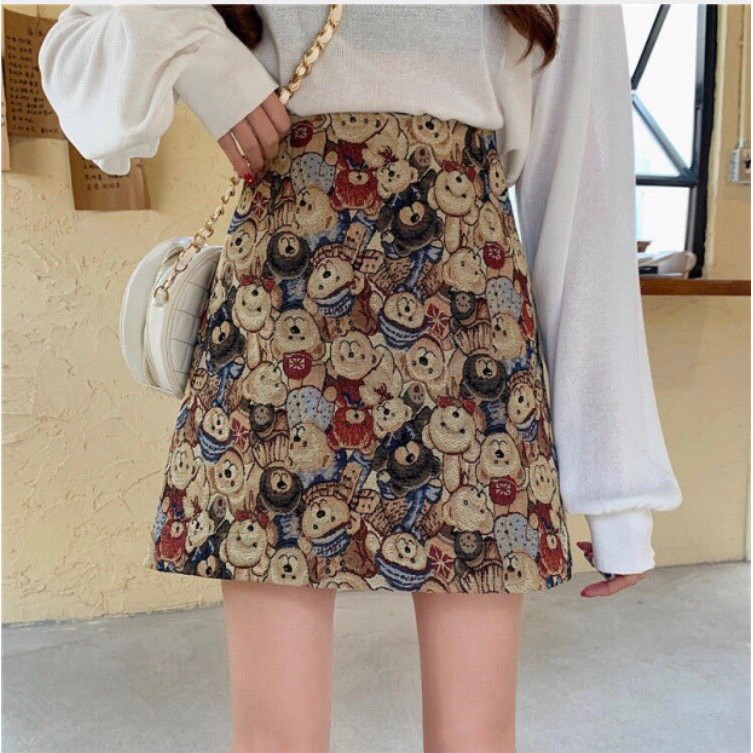 Chân Váy Chữ A Dáng Ngắn Nữ Họa Tiết Gấu/ Chân Váy Ngắn Đẹp CV10 | BigBuy360 - bigbuy360.vn