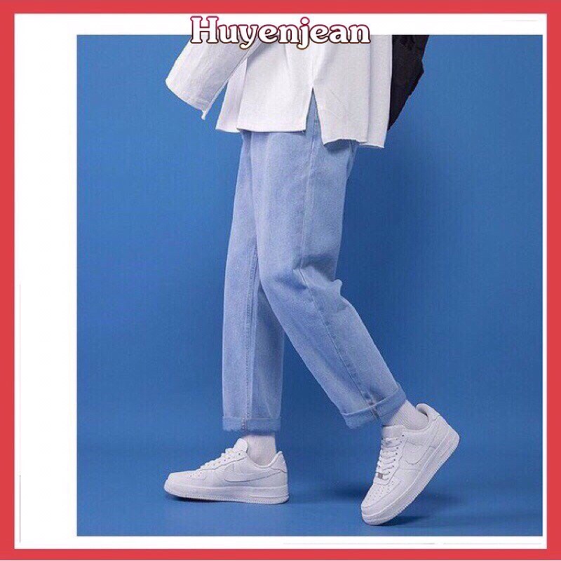 Quần bò jean nam nữ baggy jeans nam ống suông rộng dáng Unisex hàng Quảng Châu sành điệu style năm 2021 | BigBuy360 - bigbuy360.vn