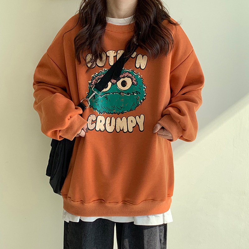 Áo Sweater Form Rộng Thiết Kế Đơn Giản Xinh Xắn Cho Nữ