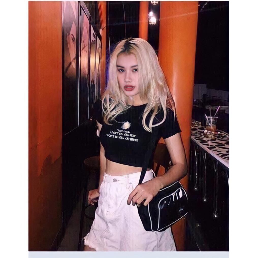 Áo Croptop Nữ In Hình Hoa Cúc Kèm Chữ 🦋FREESHIP🦋 Áo Phông Dáng Ngắn Cộc Tay 2 Màu | BigBuy360 - bigbuy360.vn