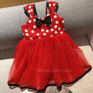 Váy đỏ chấm bi trắng bé gái