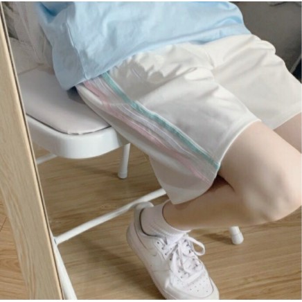 Quần Đùi Ulzzang Kẻ 3 Sọc Thể Thao Unisex, Quần Short Ống Suông Cạp Chun